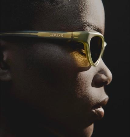 Jacquemus sunglasses with the name stamped along the outer temple